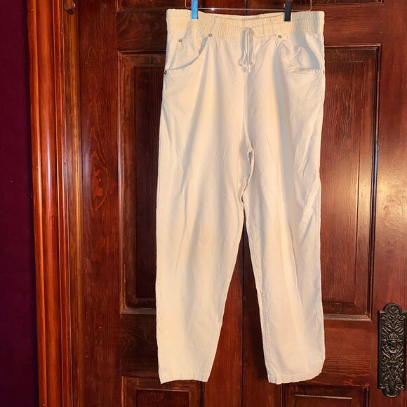 American Weekend Light tan / beige pants with elastic / drawstring waist Small - Picture 1 of 8